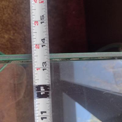 Metal Frame Patio Accent Table with Glass Top- Approx 13 1/2" x 9 3/4" x 21 1/2" Tall