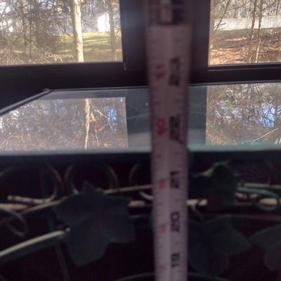 Metal Frame Patio Accent Table with Glass Top- Approx 13 1/2" x 9 3/4" x 21 1/2" Tall