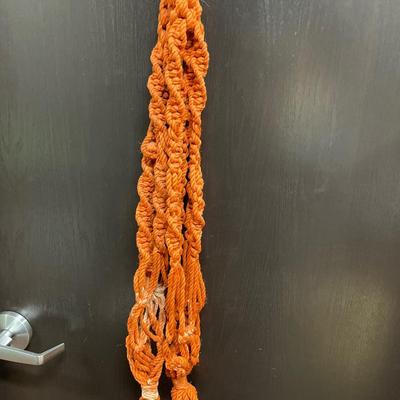 5 orange/gold macramé plant holders