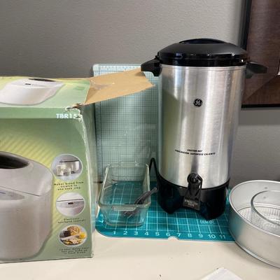 1.5 bread machine, 42 cup coffee urn and other baking items