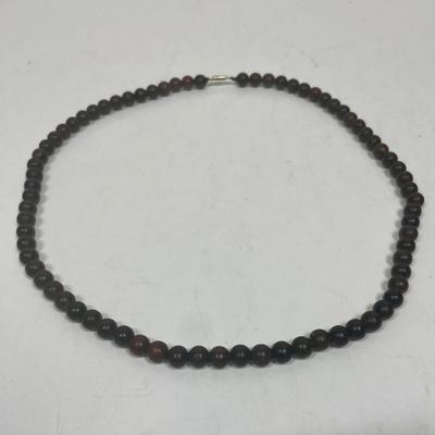 Vintage Dark Brown Wood-tone Bead Necklace 22"