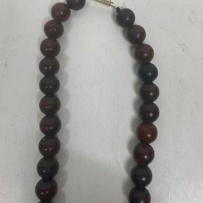 Vintage Dark Brown Wood-tone Bead Necklace 22"