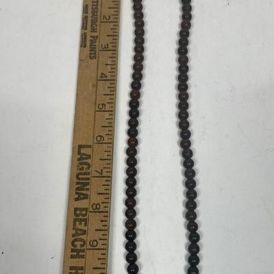 Vintage Dark Brown Wood-tone Bead Necklace 22"