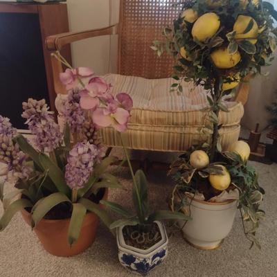 Collection of Artificial Flowers in Ceramic Pots