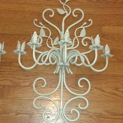 Pair of Wrought Metal Candle Wall Sconces