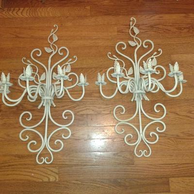 Pair of Wrought Metal Candle Wall Sconces