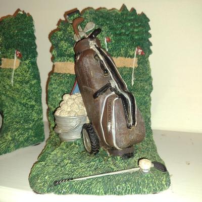 Pair of Golf Design Bookends- Approx 7" Tall