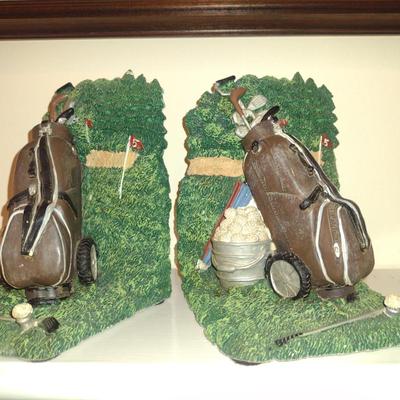 Pair of Golf Design Bookends- Approx 7" Tall
