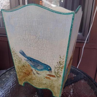 Decorative Bird Theme Waste Basket- Approx 9 3/4" Square x 13 3/4" Tall