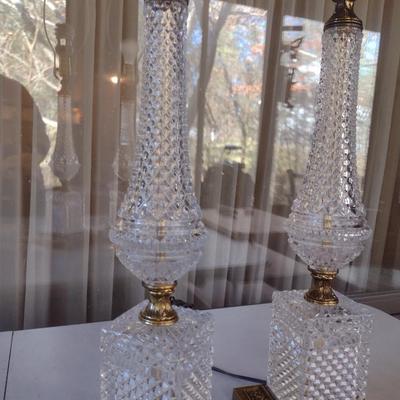 Pair of Tall, Hollywood Regency Style Table Top Lamps (No Shades)- Approx 32 3/4" Tall
