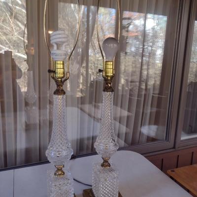 Pair of Tall, Hollywood Regency Style Table Top Lamps (No Shades)- Approx 32 3/4" Tall