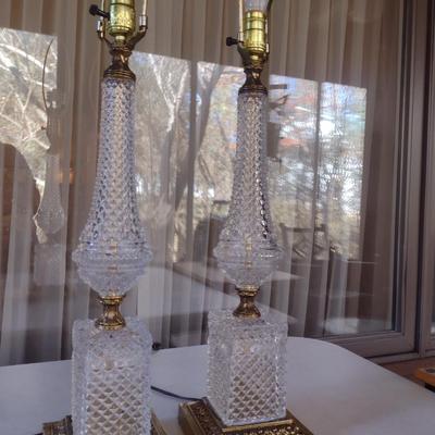 Pair of Tall, Hollywood Regency Style Table Top Lamps (No Shades)- Approx 32 3/4" Tall