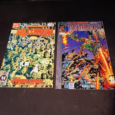 MILLENNIUM AND DEATHBLOW COMIC BOOKS (INCLUDES A PACK OF TRADING CARDS)