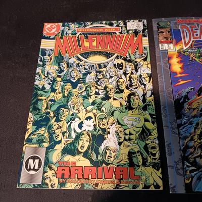 MILLENNIUM AND DEATHBLOW COMIC BOOKS (INCLUDES A PACK OF TRADING CARDS)
