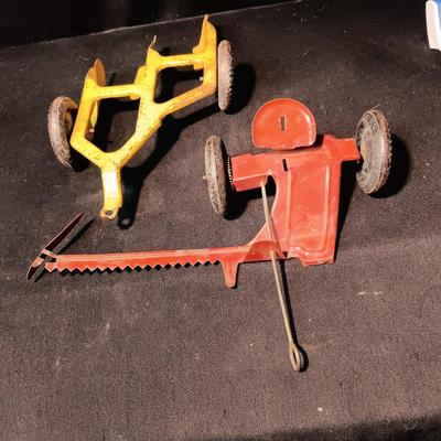 2 LARGER MARX TOY FARM IMPLEMENTS