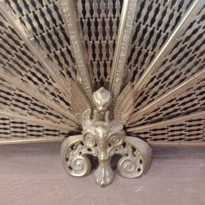 Brass Peacock Style Fireplace Screen- Approx 25 3/4" Tall
