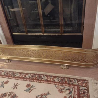 Brass Fireplace Bumper with Lion's Paw Accents- Approx 49" Wide, 11 1/2" Deep
