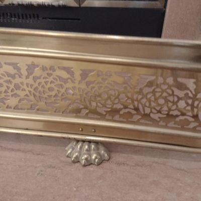Brass Fireplace Bumper with Lion's Paw Accents- Approx 49" Wide, 11 1/2" Deep