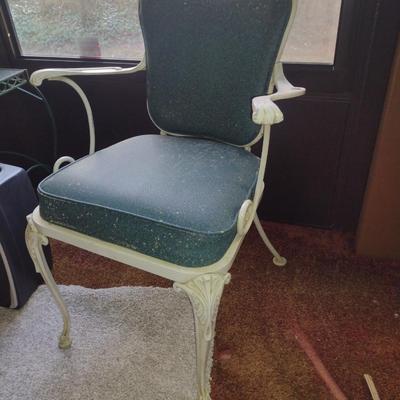 Dining Table and Six Chairs- Heavy Decorative Wrought Metal Base