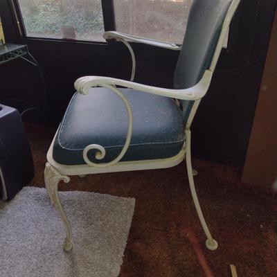 Dining Table and Six Chairs- Heavy Decorative Wrought Metal Base