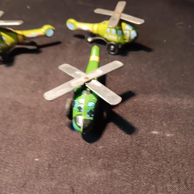 3 TIN LITHO TOY HELICOPTERS