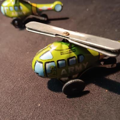 3 TIN LITHO TOY HELICOPTERS