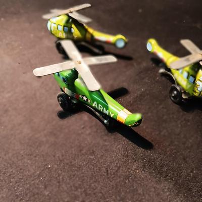 3 TIN LITHO TOY HELICOPTERS