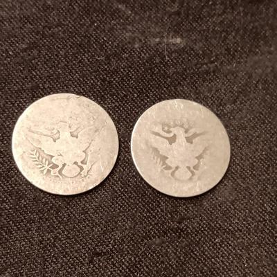 2 EARLY BARBER HALF DOLLARS