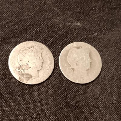 2 EARLY BARBER HALF DOLLARS