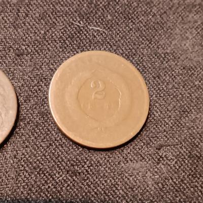 1865 AND ?? TWO CENT COINS