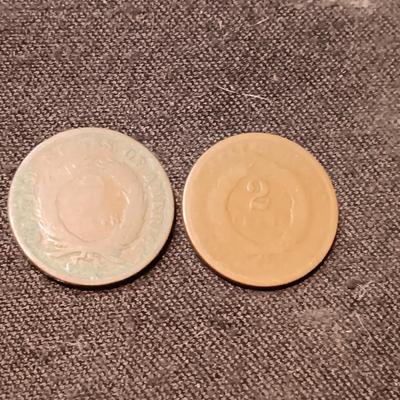 1865 AND ?? TWO CENT COINS