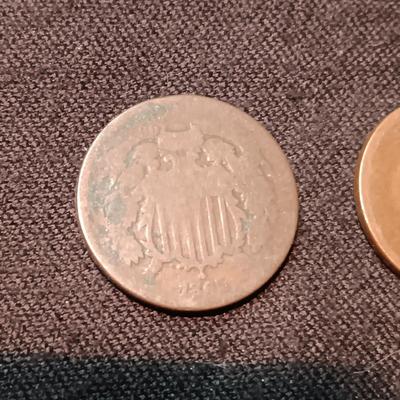 1865 AND ?? TWO CENT COINS