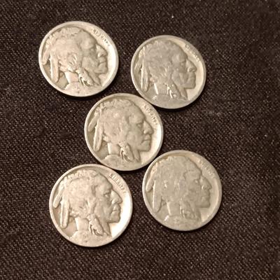 5 BUFFALO INDIAN HEAD NICKELS