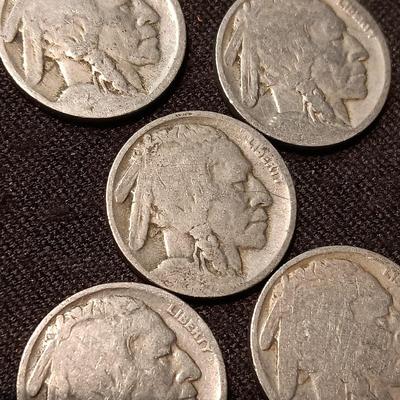 5 BUFFALO INDIAN HEAD NICKELS