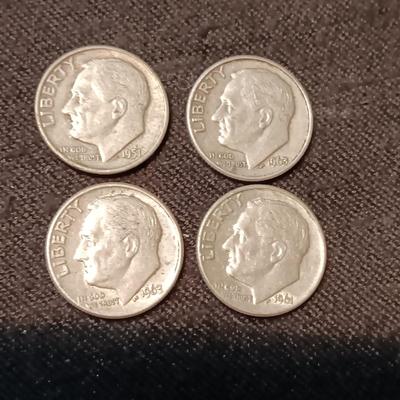 4 SILVER ROOSEVELT DIMES