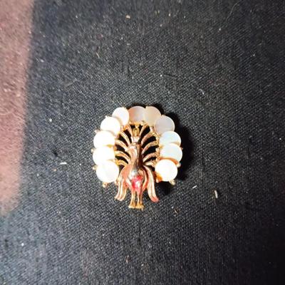 2 PEACOCK BROOCHES