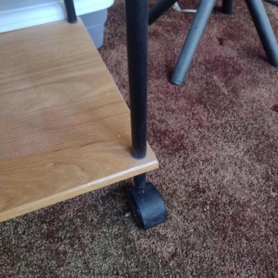 Wood and Metal Audio/Video Equipment Rack with Wheels- Approx 22" x 16" x 29" Tall