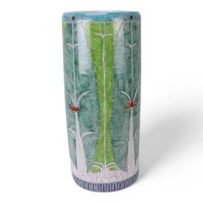 Chinese Hand-Painted Cabbage Bok Choy Ceramic Umbrella Stand/Holder, Jingdezhen Porcelain