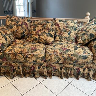 Friendship upholstery Co. Brown floral couch & matching chair