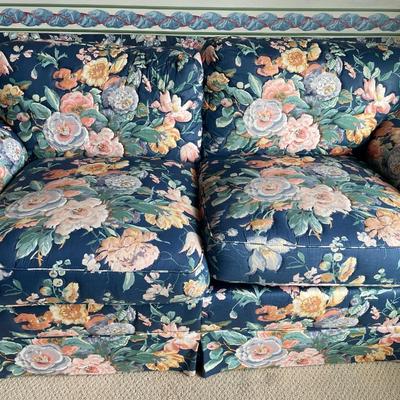 Blue floral loveseat