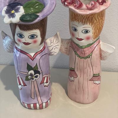 2 Susan Pauley hand painted Vases