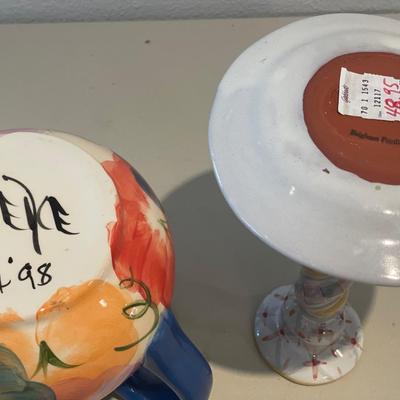 Hand painted picture and candle stick holder