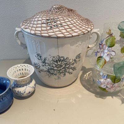 Blue and white floral items