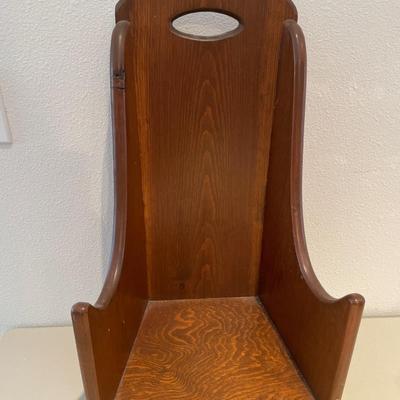 Wood doll and tall chair