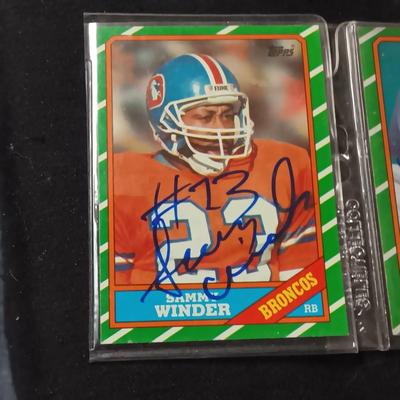 FORMER DENVER BRONCOS AUTOGRAPHED TRADING CARDS (4)