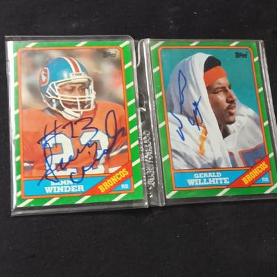 FORMER DENVER BRONCOS AUTOGRAPHED TRADING CARDS (4)