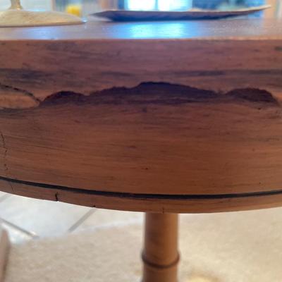 Roundwood and table with floral candleholders and more