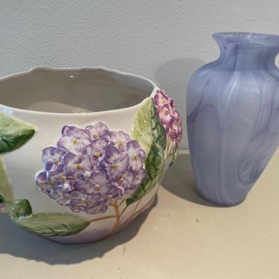 Large purple lilac pot by Jay Wilfred & Pier 1 purple vase