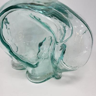 Green Tint Glass Elephant Jar With Cork Top