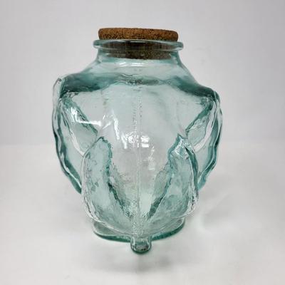 Green Tint Glass Elephant Jar With Cork Top
